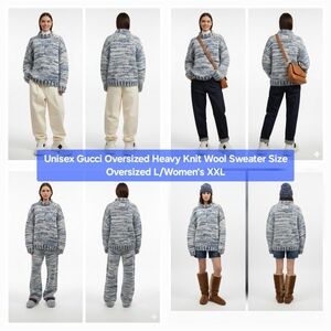 Unisex Gucci Oversized Heavy Knit Wool Sweater Size Oversized L/Women's XXL